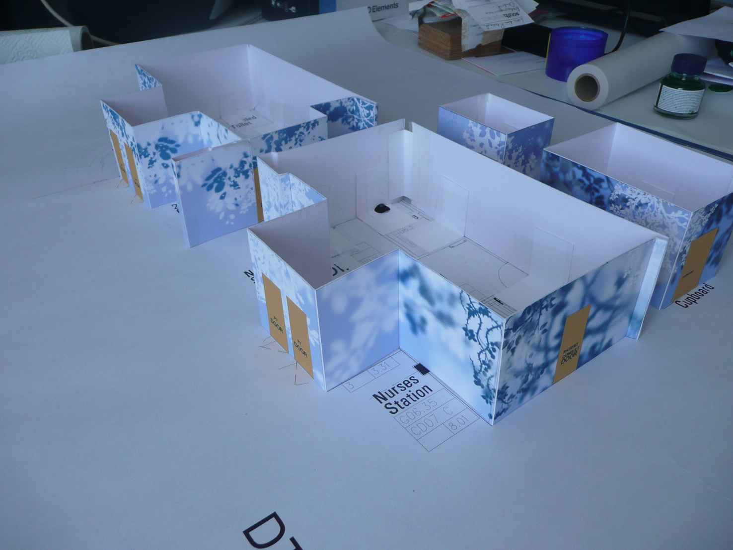 This is a scale model of the interior 'island' and a concept surface design to illustrate the approach.