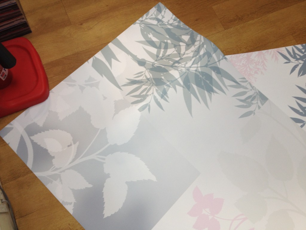 Sample panels printed for review during design meetings at VGL in Reading