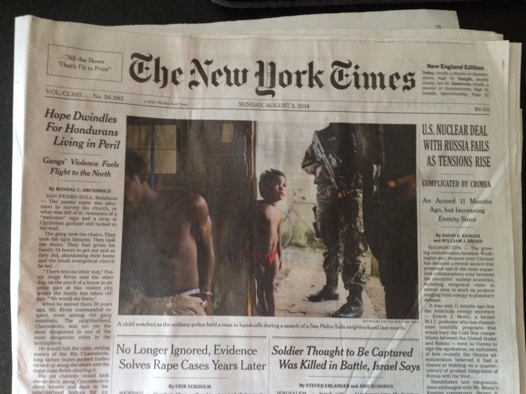 New York Times, Sunday 3rd August 2014