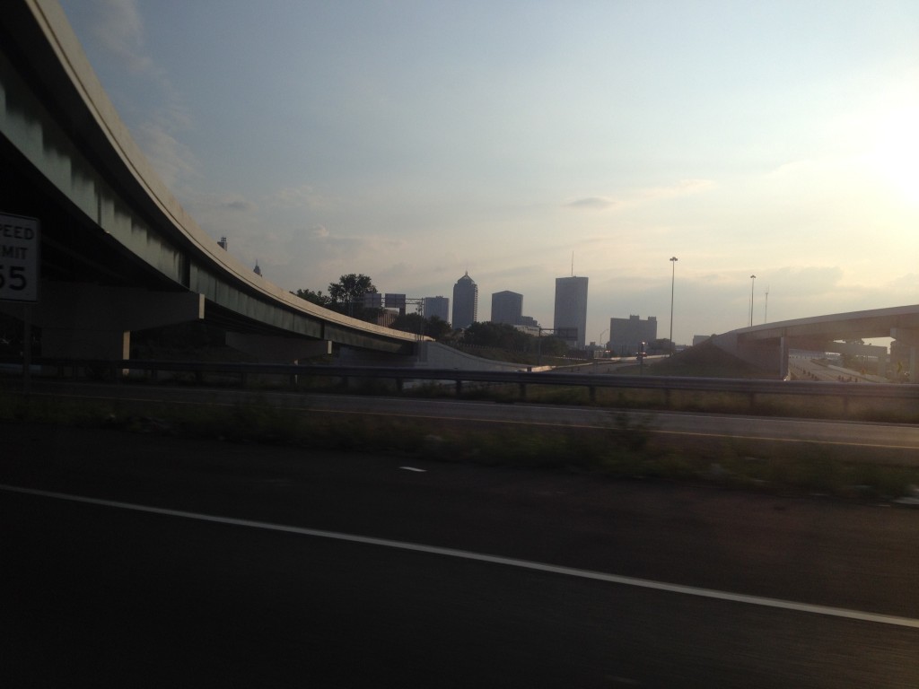 Cleveland, Ohio in the evening. Interstate 271