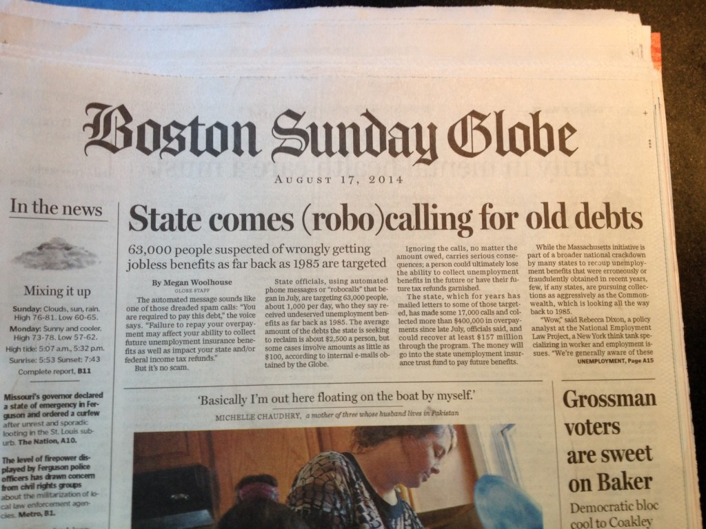 Boston Globe, Sunday 17th August 2014