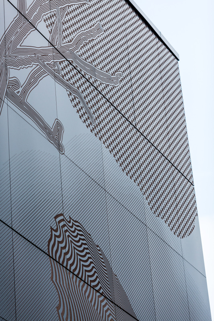 Heart of the Campus, Sheffield Hallam University Rockpanel facade artwork by Christopher Tipping. Image: Jason Newsome Photographer