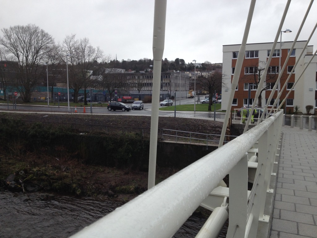 The new Bus Station site as seen from the new River Taff Road bridge. Image: Christopher Tipping