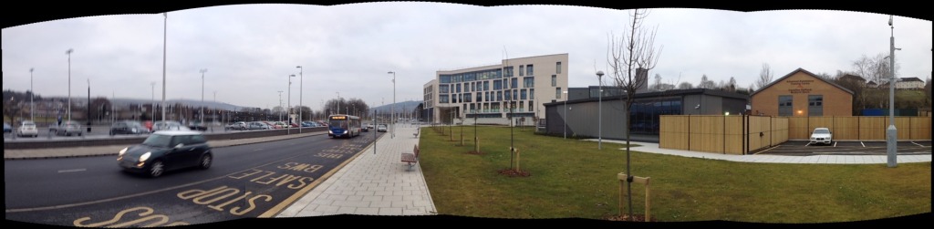 The College Merthyr Tydfil as seen from the new Rover Taff Gyratory Link Road. Image: Christopher Tipping