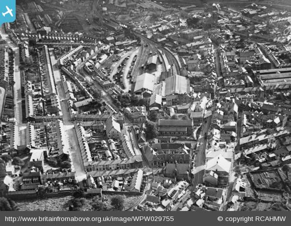 Aerial image of Merthyr Tydfil in 1929. General view of Merthyr Tydfil. Oblique aerial photograph, 5”x4” BW glass plate. - Britain from Above 
