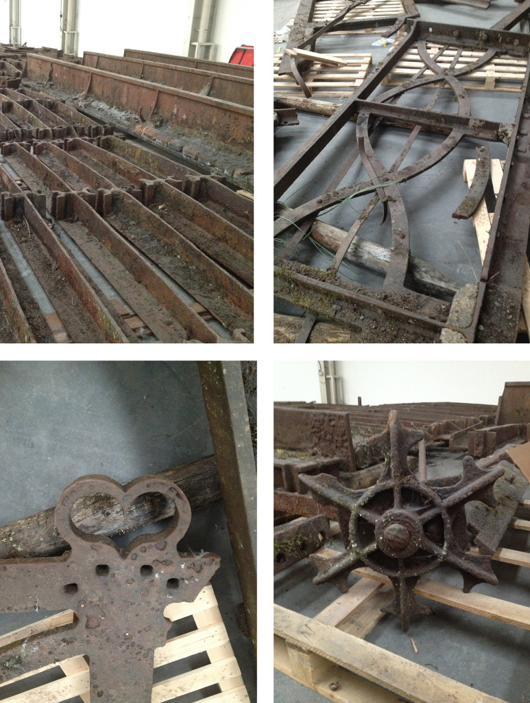 Sections and details of the Ynysgau Iron Bridge, dismantled in 1963 and now stored by Merthyr Tydfil CBC. Image: Christopher Tipping