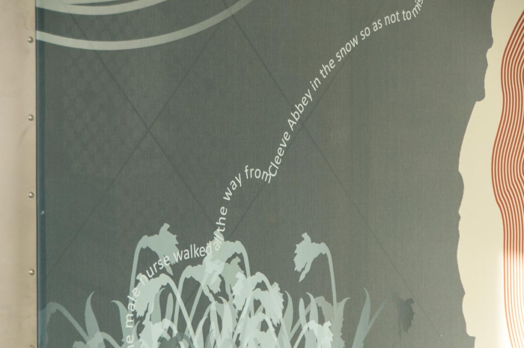 Detail: '70 Years On...' - Central Concourse Tensile Artwork, Jubilee Building, Musgrove Park Hospital. Image: Art for Life, Corbin O'Grady Studio