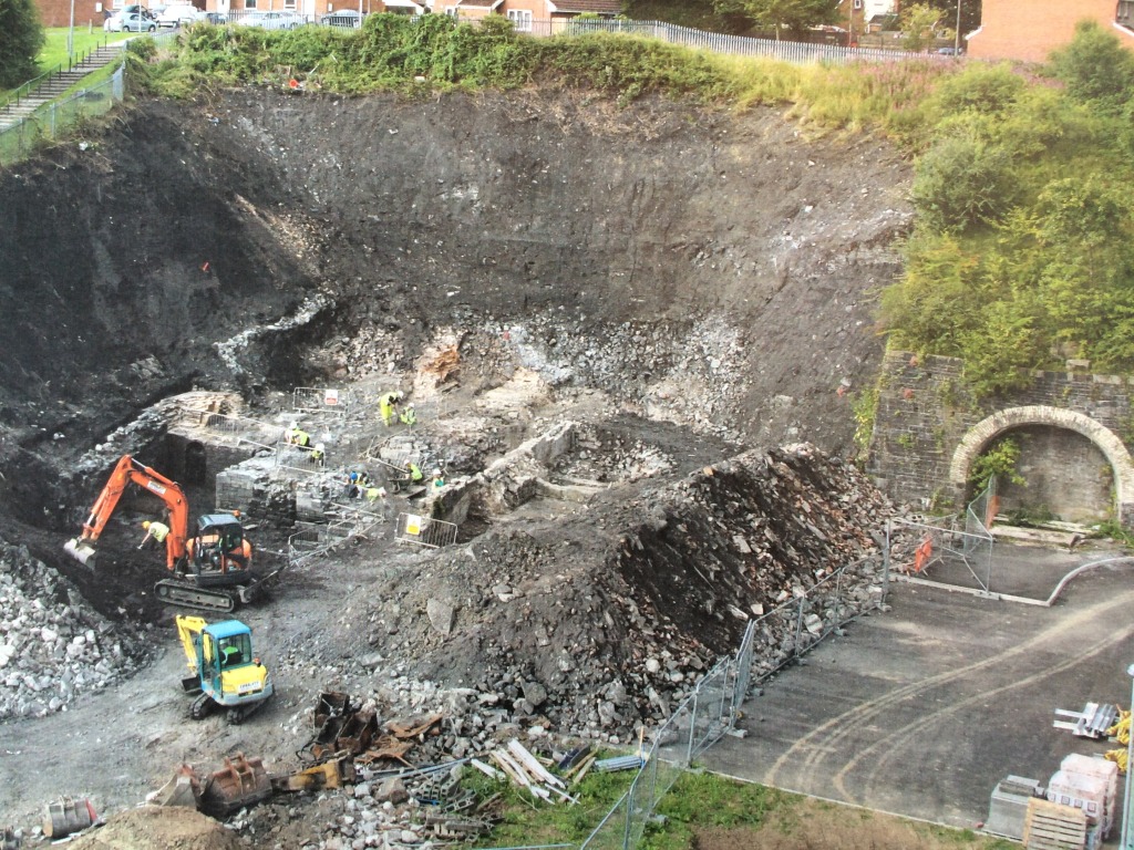 Merthyr Tydfil Bus Station Project. Archaeological Excavations of the Ynysfach Ironworks on the site of The College Merthyr Tydfil. Image: By kind permission of Robert Imiolczyk, Head of Estates at The College, Merthyr Tydfil. 