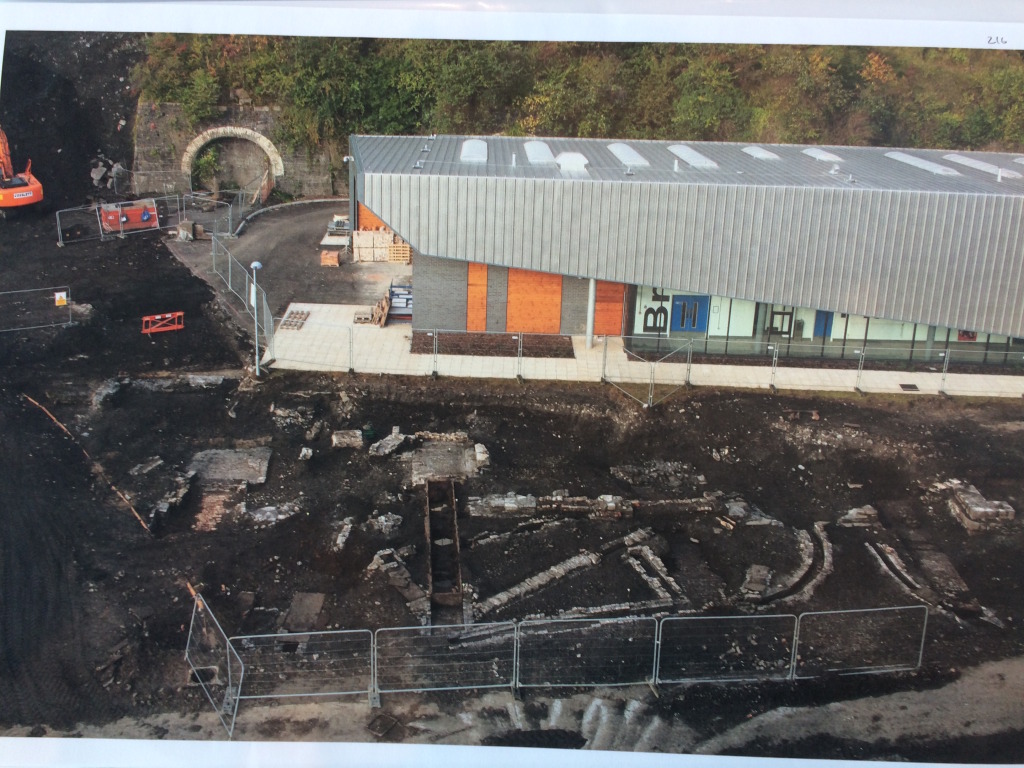 Merthyr Tydfil Bus Station Project. Archaeological Excavations of the Ynysfach Ironworks on the site of The College Merthyr Tydfil. Image: By kind permission of Robert Imiolczyk, Head of Estates at The College, Merthyr Tydfil.