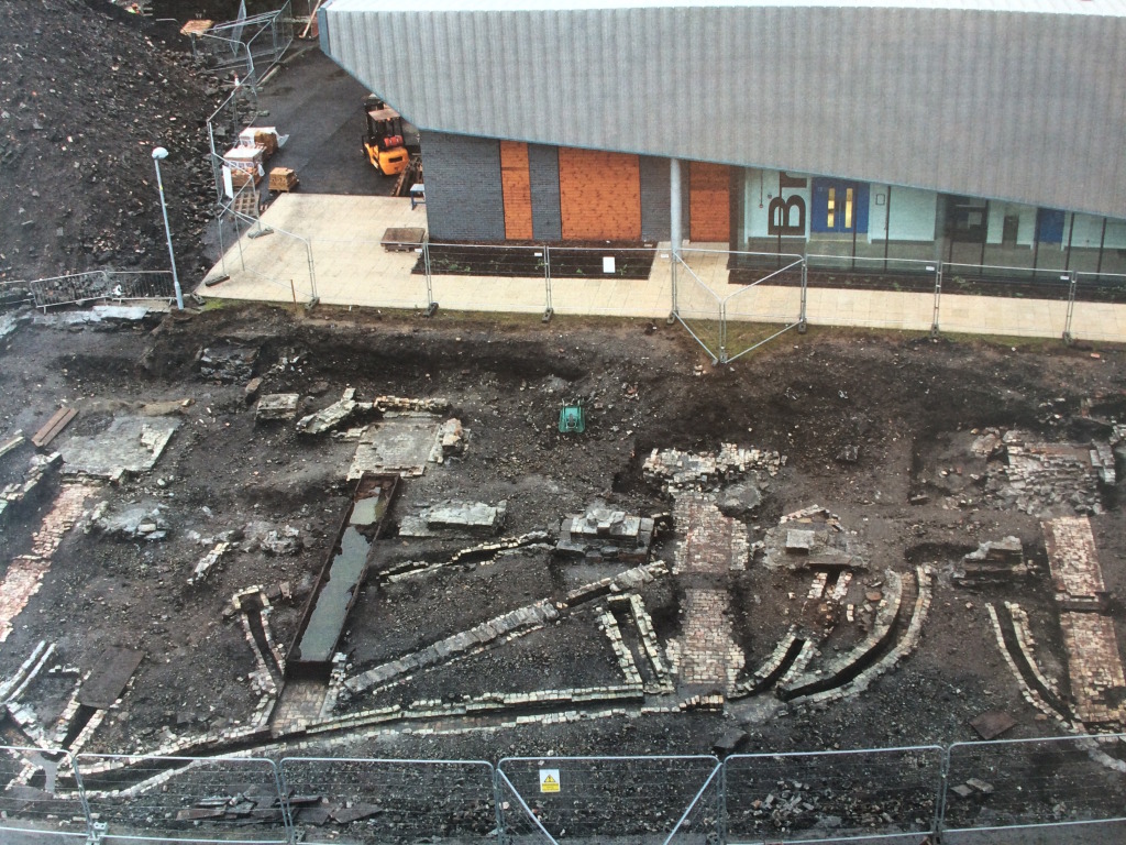Merthyr Tydfil Bus Station Project. Archaeological Excavations of the Ynysfach Ironworks on the site of The College Merthyr Tydfil. Image: By kind permission of Robert Imiolczyk, Head of Estates at The College, Merthyr Tydfil.