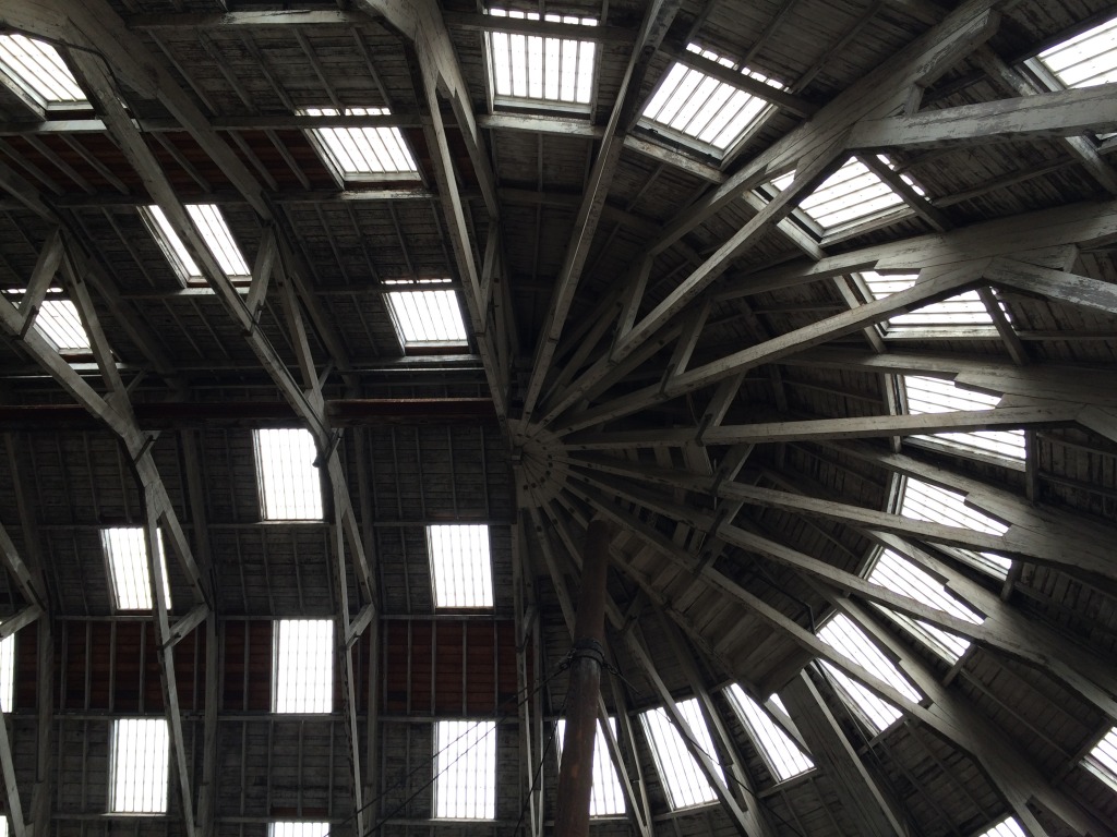 Historic Dockyards, Chatham - the roof apertures & timbers of the No 2 Slipway building create wonderful geometry and rhythms. Image:Christopher Tipping