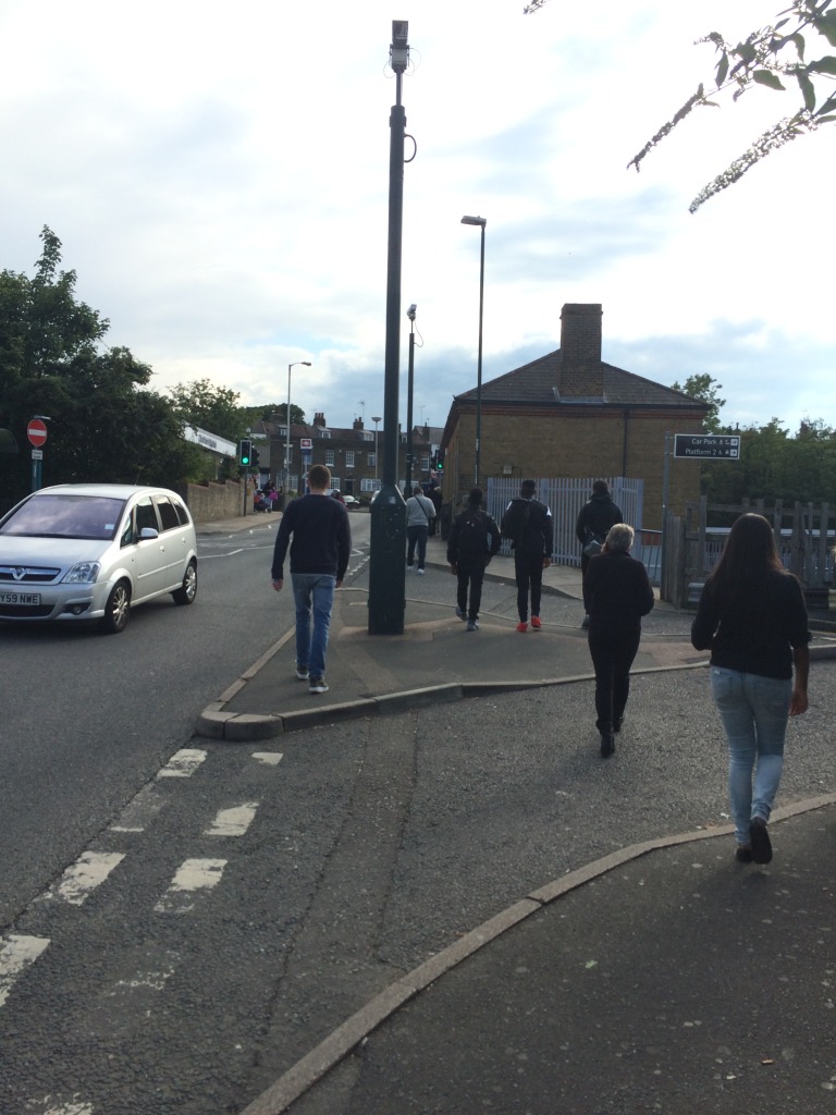Pedestrians walking up to Chatham Rail Station along Railway Street. Image:Christopher Tipping