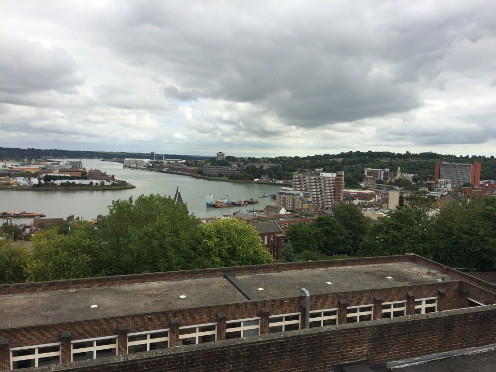 Chatham and the Historic Dockyard as seen from the upper floors of the University for the Creative Arts, Rochester Campus at Fort Pitt. Image:Christopher Tipping