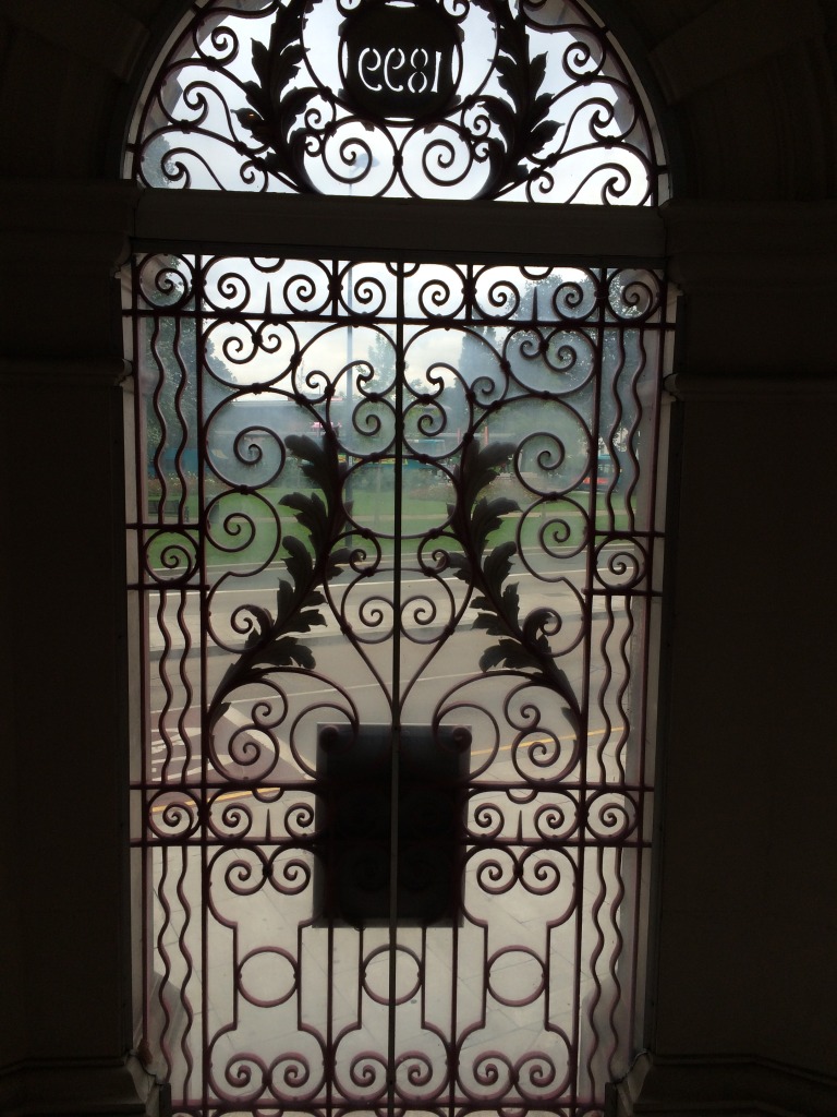 Decorative wrought ironwork gates inside the Brook Theatre, Chatham. Image:Christopher Tipping