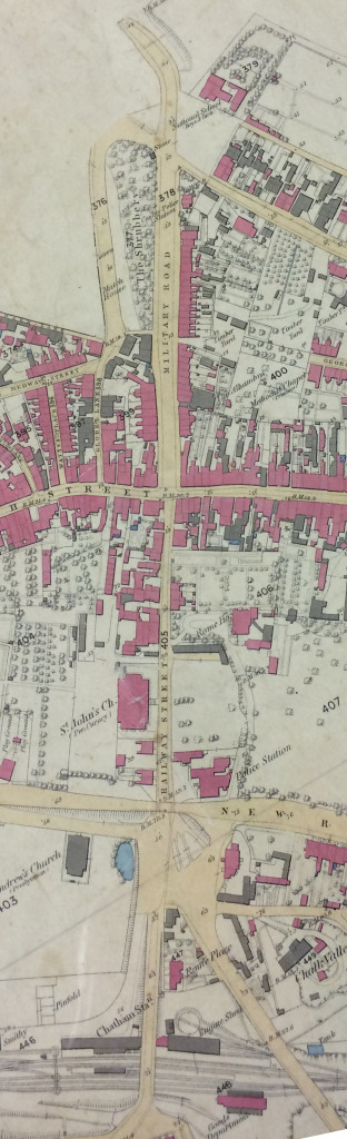 A detail of the OS Map of Chatham from 1864. By permission of Medway Archives and Local Studies Centre. Chatham Placemaking Project. Image: Christopher Tipping