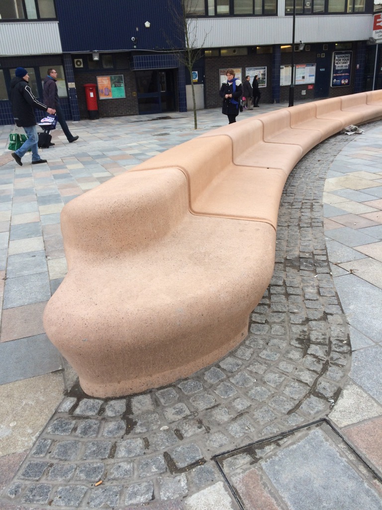 Bespoke Cast Concrete Seating Units - Station Forecourt - Southampton Station Quarter North Project. Image: Christopher Tipping