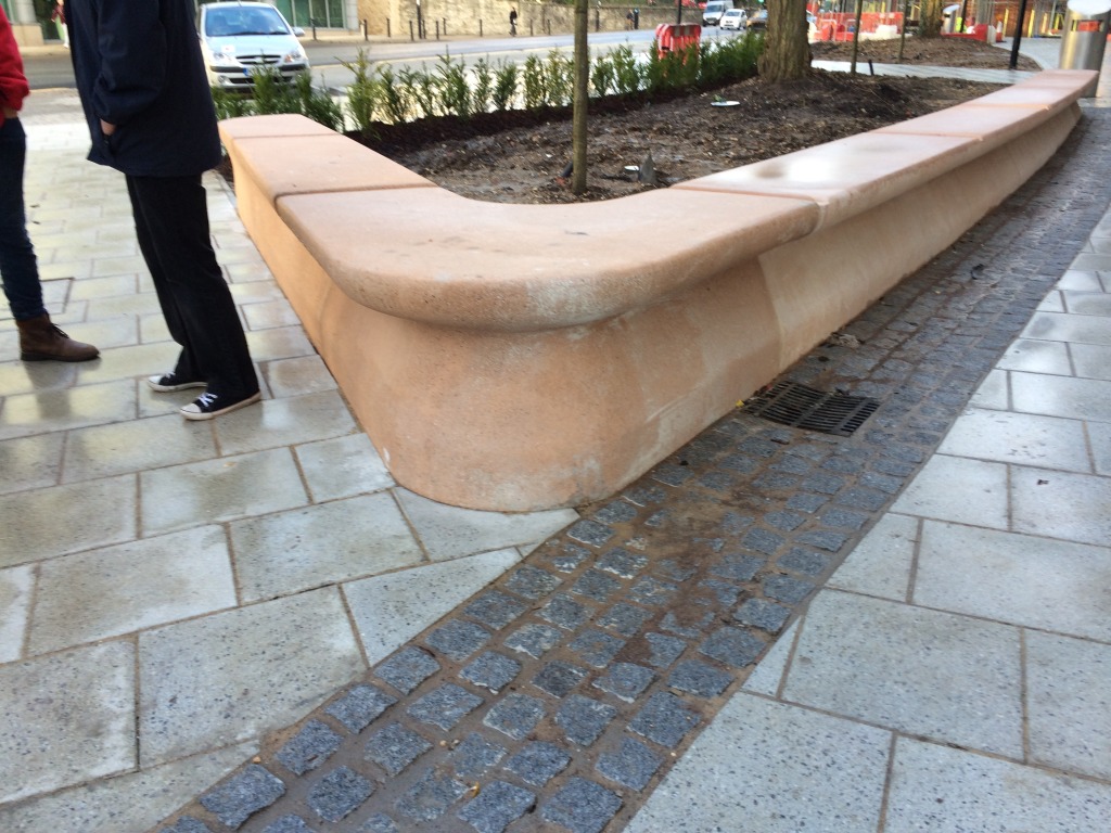 Bespoke Cast Concrete Seating Units - Commercial Road - Southampton Station Quarter North Project. Image: Christopher Tipping