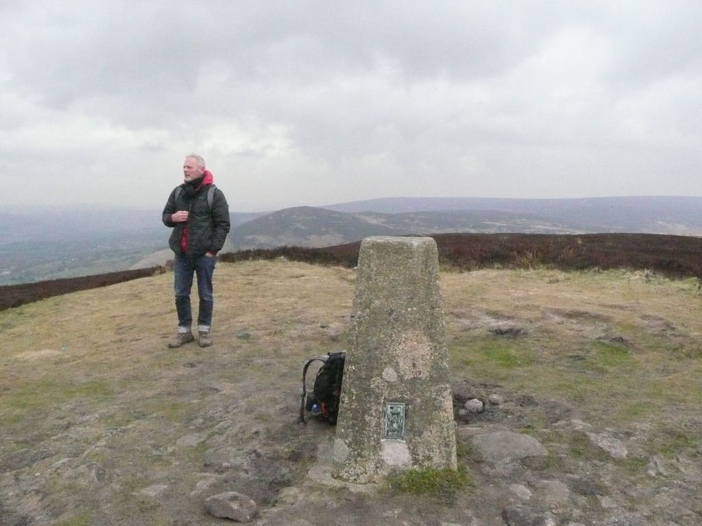 Triangulation point at 399m summit of Wild Bank with 360 degree views. Tameside Hospital New Macmillan Unit - Art Project Research Walk. Image: Christopher Tipping