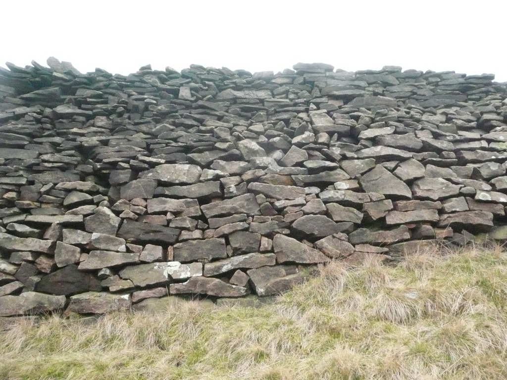 Sheltered and protected from the wind in the lee of this massive dry stone wall escarpment - Tameside Hospital New Macmillan Unit - Art Project Research Walk. Image: Christopher Tipping