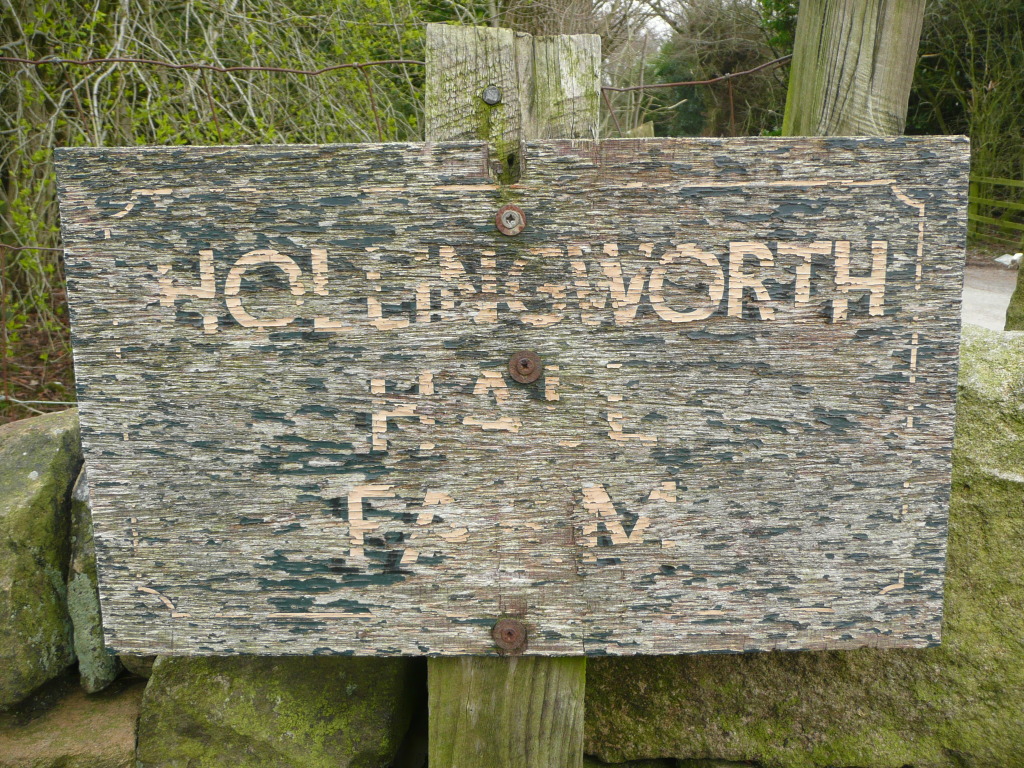 Hollingworth Hall Farm sign - Tameside Hospital New Macmillan Unit - Art Project Research Walk. Image: Christopher Tipping