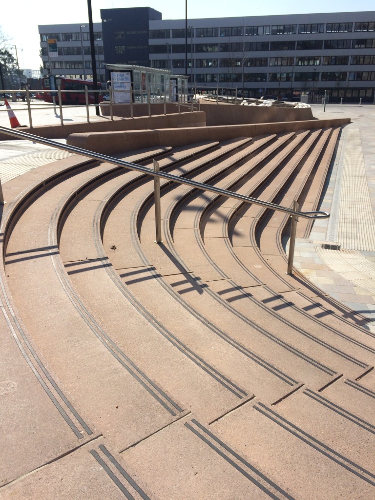 Bespoke Cast Concrete retaining wall and amphitheatre steps. Southampton Station Quarter North Project. Image by Project Artist Christopher Tipping