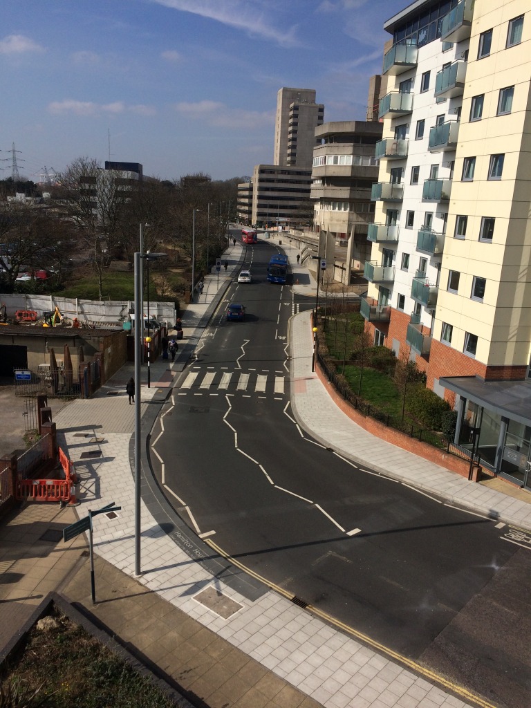 A section of the Southampton Station Quarter North Project looking west along Blechynden Terrace towards Central Station - as seen from the multi storey car park at the bottom of West Park Road. Image by Project Artist Christopher Tipping