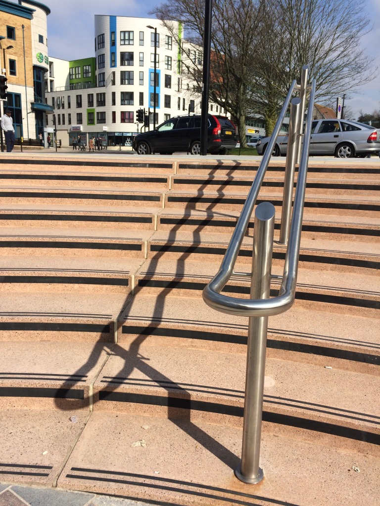 Bespoke Cast Concrete amphitheatre steps outside Frobisher House, Wyndham Place. Southampton Station Quarter North Project. Image by Project Artist Christopher Tipping