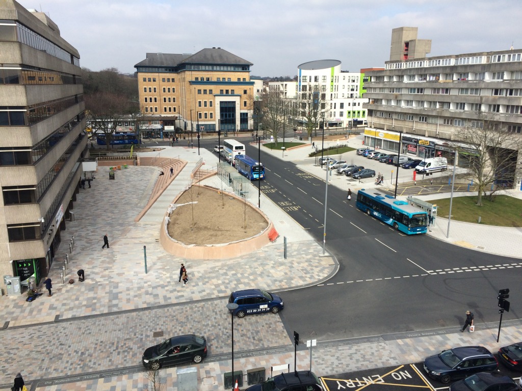 A section of Southampton Station Quarter North Project on Wyndham Place as seen from the roof of Overline House,  Blechynden Terrace. Image by Project Artist Christopher Tipping