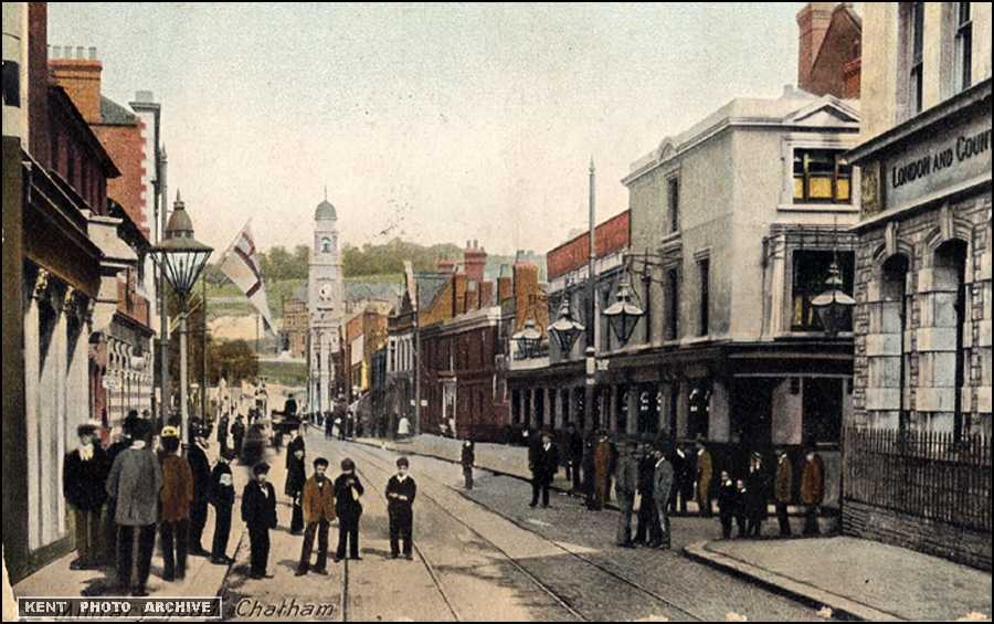 Railway Street, High Street, Military Road, Chatham, looking towards the Brook Theatre. By permission of Kent Photo Archive. Collection of Roy Moore