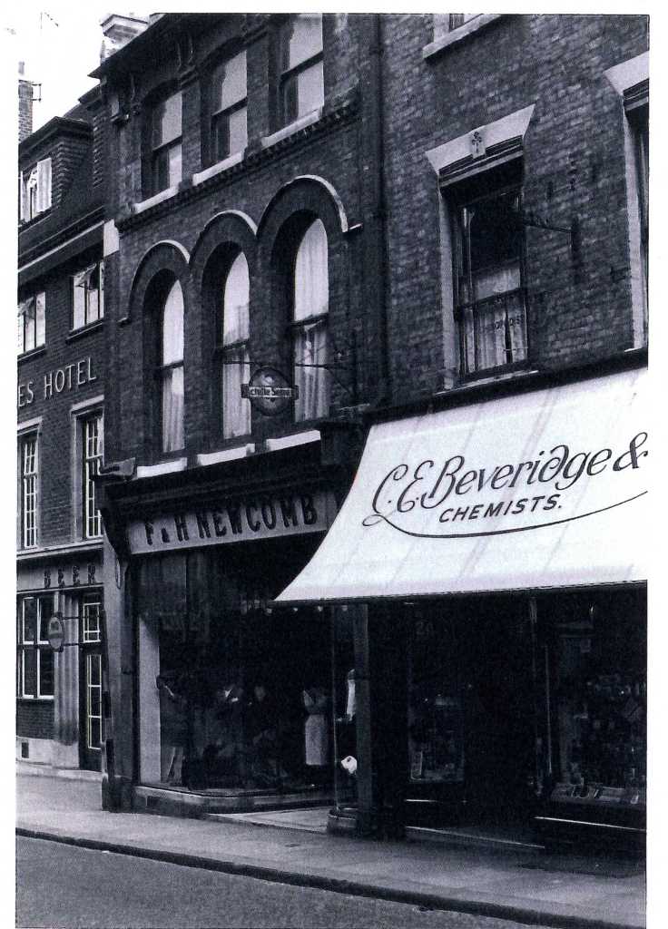 F&H Newcombe and Beveridge Chemist, Railway Street, Chatham. Date unknown. Image: by permission of Medway Archives and Local Studies Centre. 