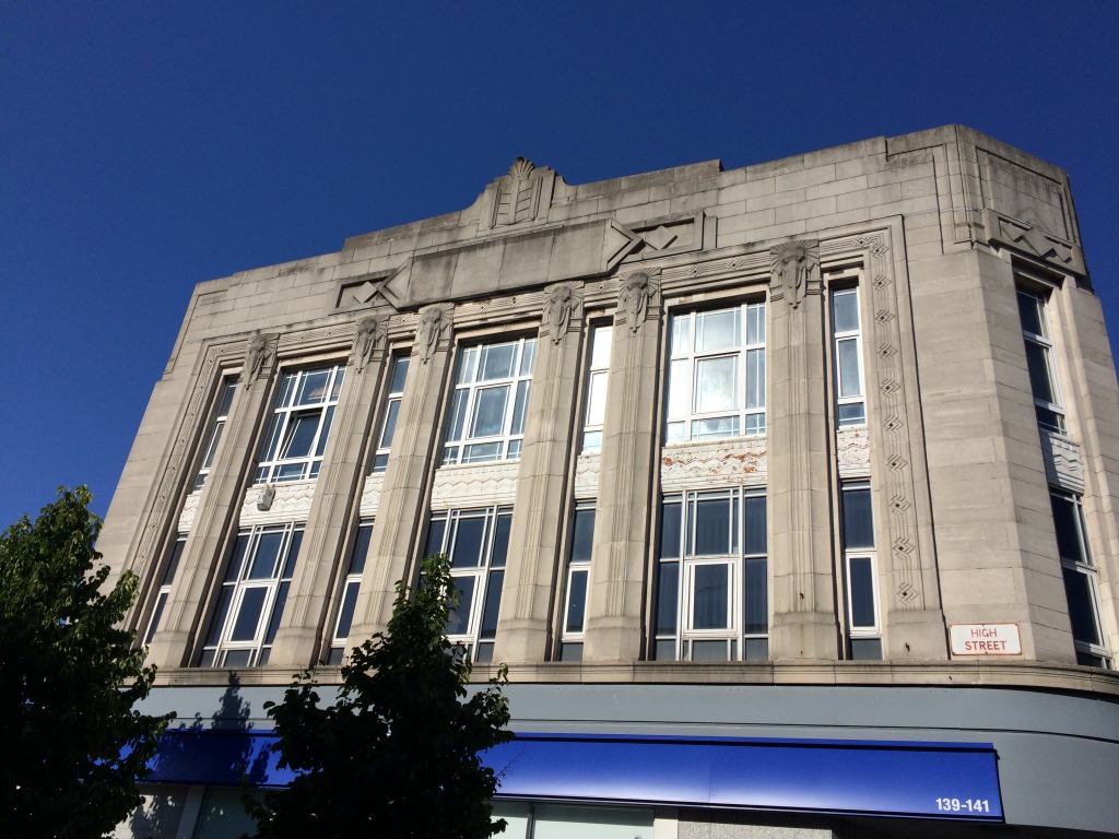 Halifax Building Society now occupy the Burton Art Deco Building on Military Road and High Street, Chatham. Image: Christopher Tipping