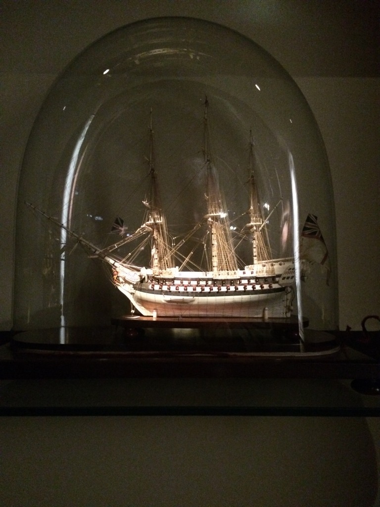Beautiful and magical three mast rigged ship in the Guildhall Museum, Rochester. Image by Christopher Tipping reproduced courtesy of the Guildhall Museum, Rochester 
