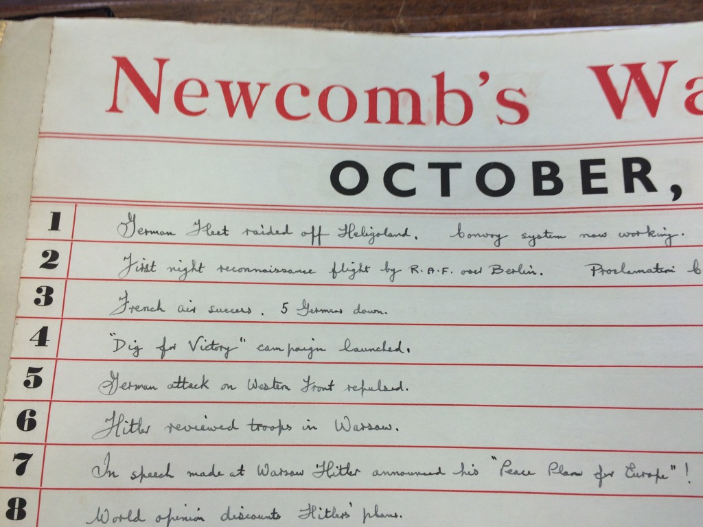 A page from the Newcomb War Diary belonging to Mr Gerald Newcomb of Penguins, Chatham. Image: Christopher Tipping - by permission of Gerald Newcomb. 