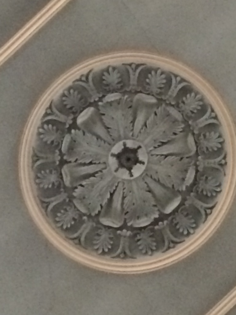 Interior of St John's Church, Railway Street, Chatham. Ceiling rose detail. Image: Christopher Tipping by permission Diocese of Rochester. 