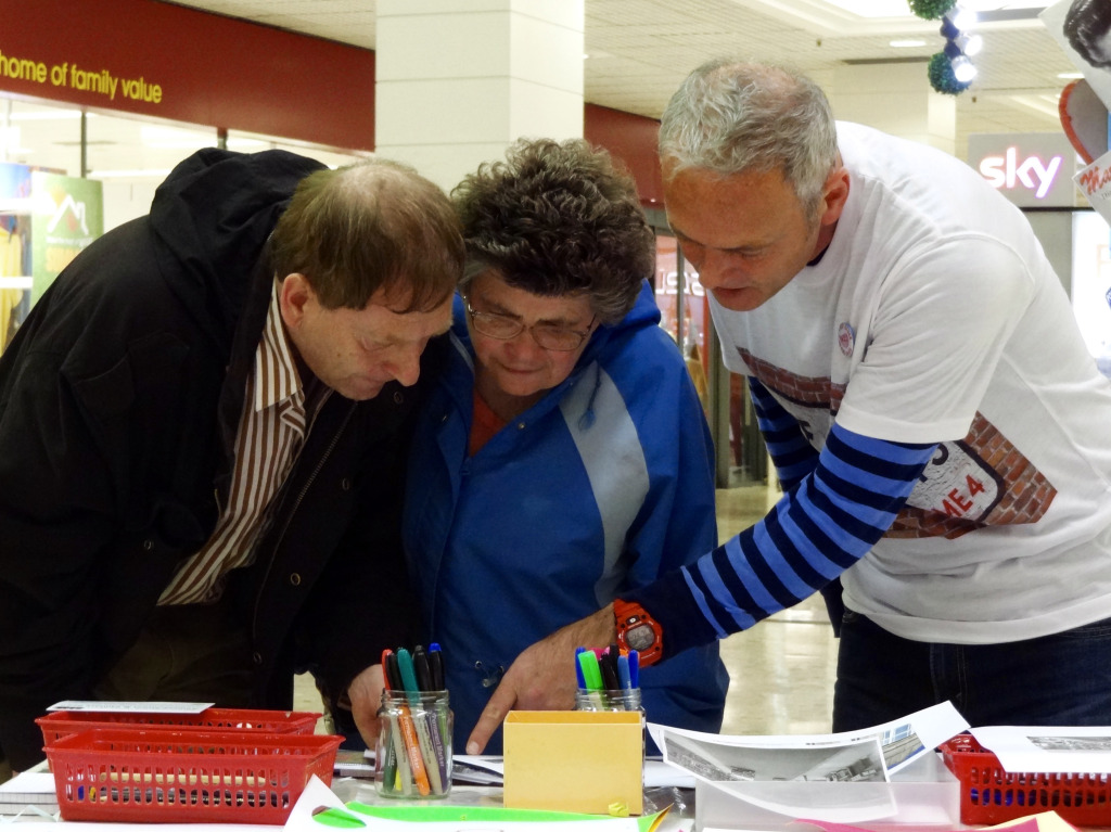Chatting about Chatham's History at the Pentagon Shopping Centre. Chatham Placemaking Project. Image: Rob Young 